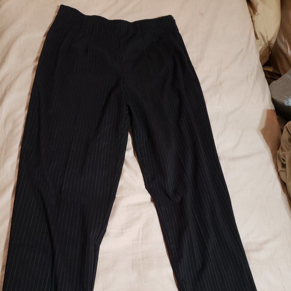 Black BRIGGS Pinstripe Trousers